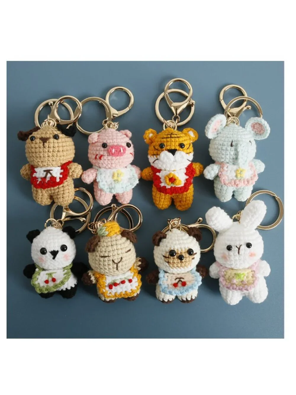 Hand Crocheted Animal Keychain Bag Charm Cotton